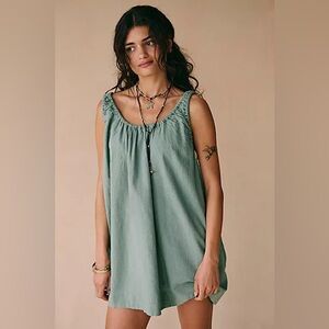 Free People Amanda Cotton-Linen Mini Dress | Lily Pad
